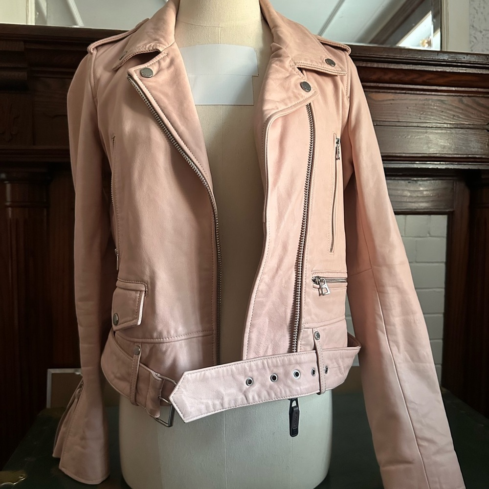Pink Leather Biker Jacket